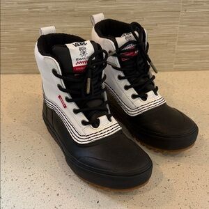 Vans  Black and White High-Top Snow Boots